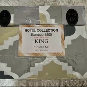 Hotel Collection Bamboo 1800 King Bedding Set - Gray and Gold